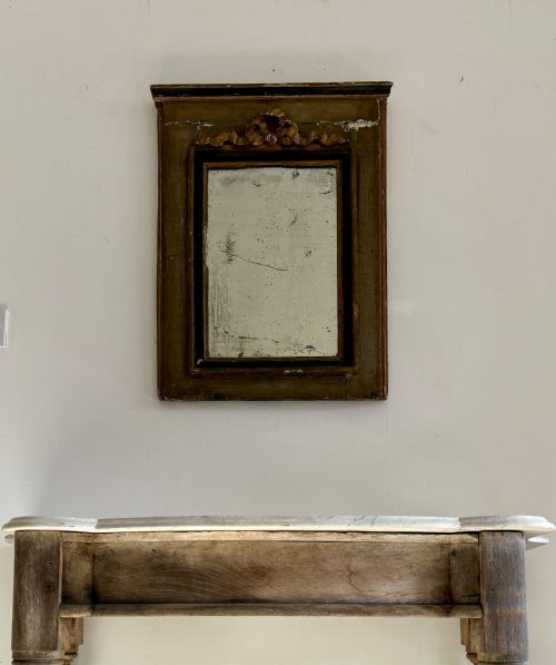 a french 19th century painted frame mirror original foxed mirror plate 70cm - CATEGORY: ANTIQUE MIRRORS - DATED 19TH CENTURY
