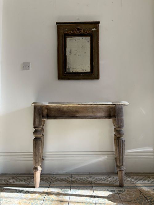 A FRENCH 19TH CENTURY PAINTED FRAME MIRROR ORIGINAL FOXED MIRROR PLATE 70CM - ADDITIONAL PHOTO 1