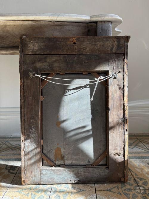 A FRENCH 19TH CENTURY PAINTED FRAME MIRROR ORIGINAL FOXED MIRROR PLATE 70CM - ADDITIONAL PHOTO 5