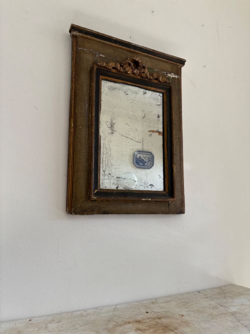 A FRENCH 19TH CENTURY PAINTED FRAME MIRROR ORIGINAL FOXED MIRROR PLATE 70CM - ADDITIONAL PHOTO 2