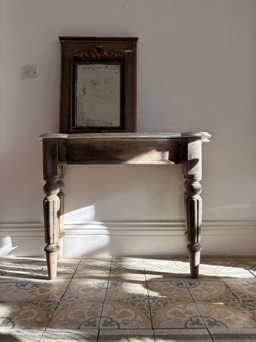 A FRENCH 19TH CENTURY PAINTED FRAME MIRROR ORIGINAL FOXED MIRROR PLATE 70CM - ADDITIONAL PHOTO 4