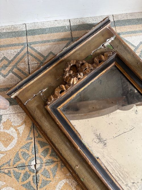 A FRENCH 19TH CENTURY PAINTED FRAME MIRROR ORIGINAL FOXED MIRROR PLATE 70CM - ADDITIONAL PHOTO 7