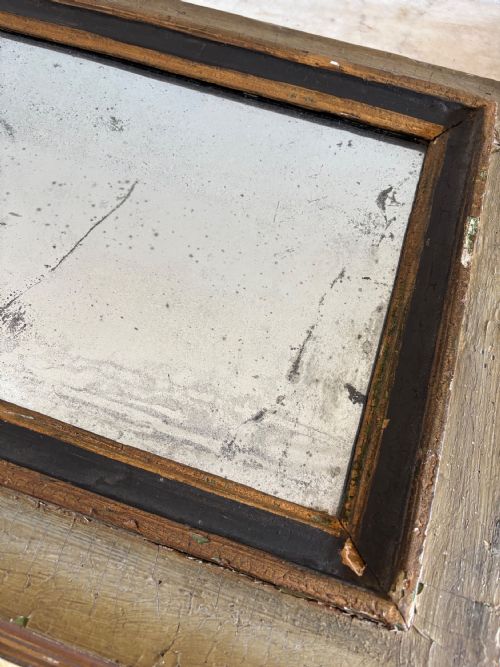 A FRENCH 19TH CENTURY PAINTED FRAME MIRROR ORIGINAL FOXED MIRROR PLATE 70CM - ADDITIONAL PHOTO 8