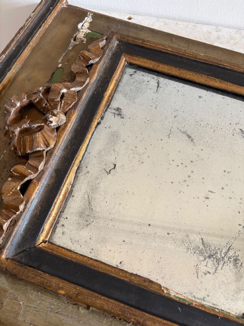 A FRENCH 19TH CENTURY PAINTED FRAME MIRROR ORIGINAL FOXED MIRROR PLATE 70CM - ADDITIONAL PHOTO 9