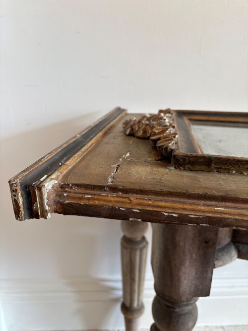 A FRENCH 19TH CENTURY PAINTED FRAME MIRROR ORIGINAL FOXED MIRROR PLATE 70CM - ADDITIONAL PHOTO 11