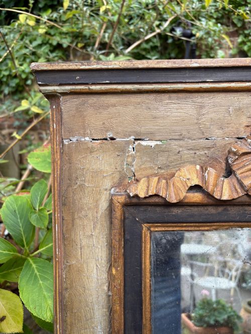 A FRENCH 19TH CENTURY PAINTED FRAME MIRROR ORIGINAL FOXED MIRROR PLATE 70CM - ADDITIONAL PHOTO 12