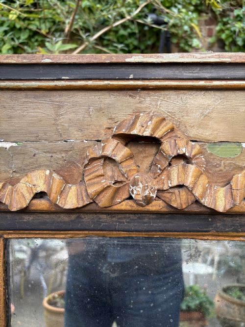A FRENCH 19TH CENTURY PAINTED FRAME MIRROR ORIGINAL FOXED MIRROR PLATE 70CM - ADDITIONAL PHOTO 13