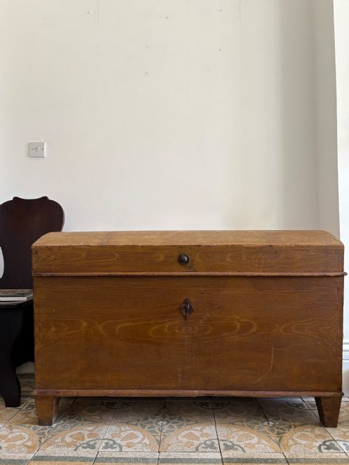 LARGE EARLY 19TH CENTURY SWEDISH SCUMBLE PAINTED PINE DOME TRUNK 115CM - ADDITIONAL PHOTO 10