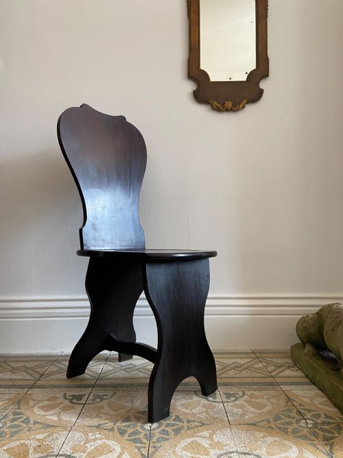 a george 111 mahogany english sgabello style hall chair c1800 - CATEGORY: ANTIQUE CHAIRS - DATED 1800