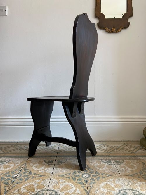 A GEORGE 111 MAHOGANY ENGLISH SGABELLO STYLE HALL CHAIR C1800 - ADDITIONAL PHOTO 5