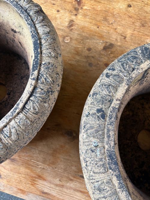 ANTIQUE BUFF TERRACOTTA PAIR OF TAZZA URNS 19THC WITHOUT SOCLE BASES 44CM DIAM - ADDITIONAL PHOTO 3