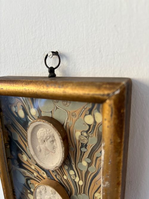 A GILT FRAMED 19THC PAIR OF GRAND TOUR EMPEROR PLASTER INTAGLIO CAMEOS 16CM - ADDITIONAL PHOTO 12