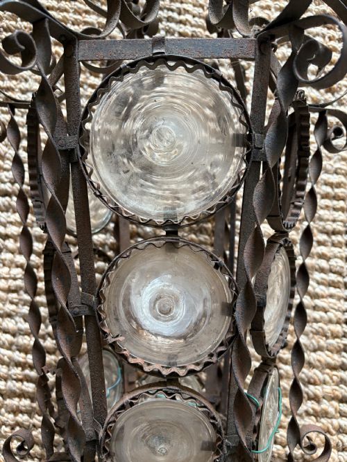A SOUTHERN FRANCE ORNATE WROUGHT METAL HALL LANTERN 93CM C1900 - ADDITIONAL PHOTO 4
