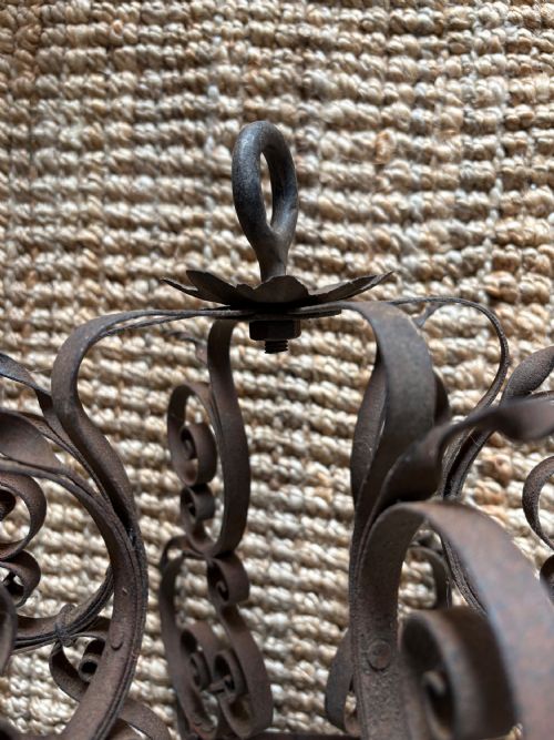 A SOUTHERN FRANCE ORNATE WROUGHT METAL HALL LANTERN 93CM C1900 - ADDITIONAL PHOTO 6