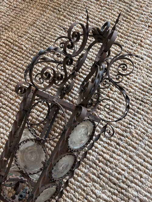 A SOUTHERN FRANCE ORNATE WROUGHT METAL HALL LANTERN 93CM C1900 - ADDITIONAL PHOTO 12