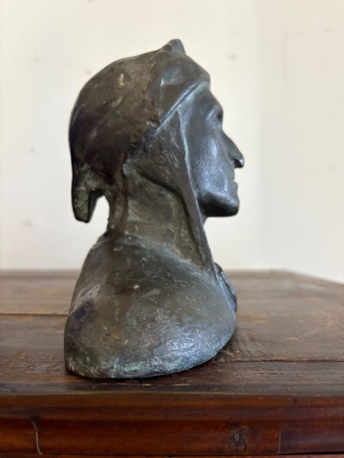 A 19TH CENTURY HEAD AND SHOULDER BRONZE CAST BUST OF DANTE 21CM WIDE - ADDITIONAL PHOTO 2
