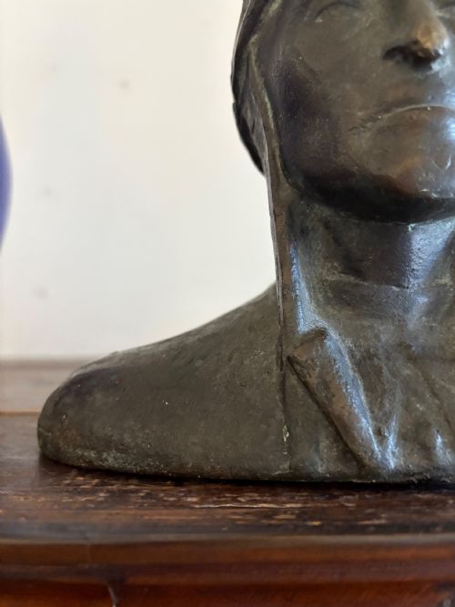 A 19TH CENTURY HEAD AND SHOULDER BRONZE CAST BUST OF DANTE 21CM WIDE - ADDITIONAL PHOTO 4