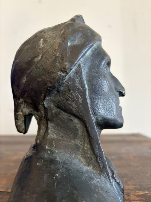 A 19TH CENTURY HEAD AND SHOULDER BRONZE CAST BUST OF DANTE 21CM WIDE - ADDITIONAL PHOTO 5