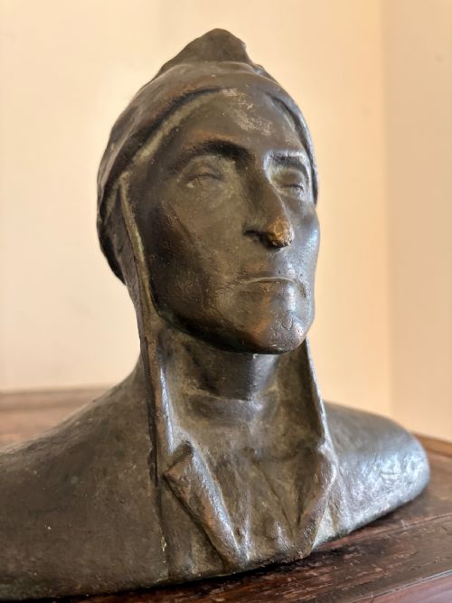 A 19TH CENTURY HEAD AND SHOULDER BRONZE CAST BUST OF DANTE 21CM WIDE - ADDITIONAL PHOTO 6