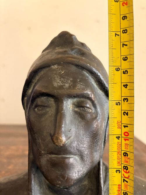 A 19TH CENTURY HEAD AND SHOULDER BRONZE CAST BUST OF DANTE 21CM WIDE - ADDITIONAL PHOTO 9