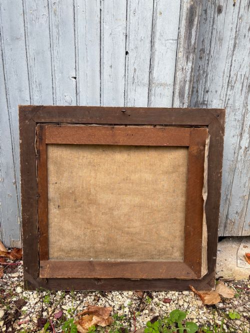 AN EARLY 20THC PARIS SCHOOL OIL ON CANVAS LANDSCAPE WITH HAND CARVED FRAME 67CM - ADDITIONAL PHOTO 4
