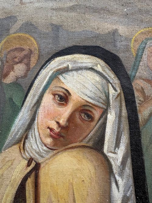 AN EARLY 19THC CONTINENTAL RENAISSANCE STYLE OIL ON CANVAS GILT FRAME 80CM - ADDITIONAL PHOTO 3
