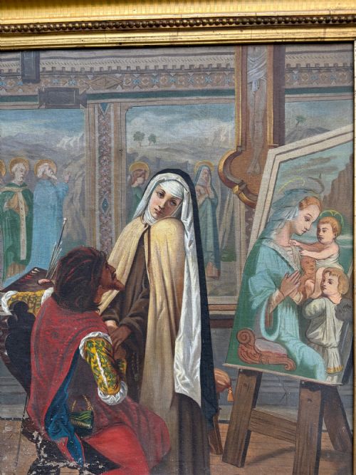 AN EARLY 19THC CONTINENTAL RENAISSANCE STYLE OIL ON CANVAS GILT FRAME 80CM - ADDITIONAL PHOTO 6