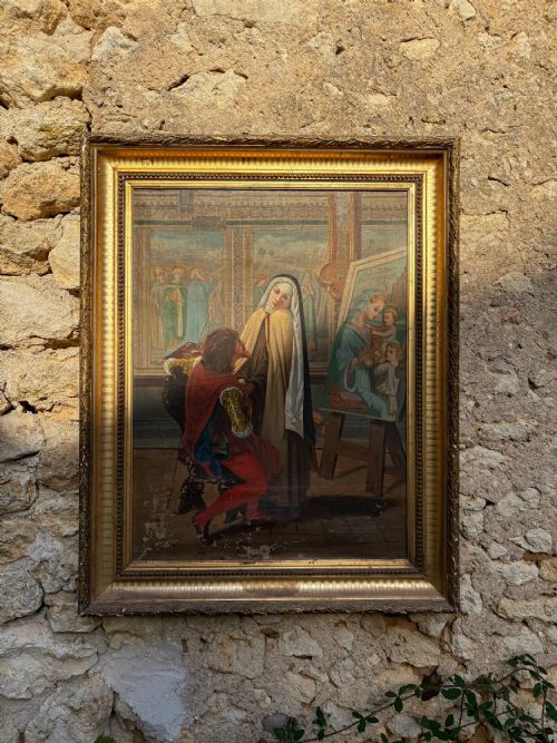 AN EARLY 19THC CONTINENTAL RENAISSANCE STYLE OIL ON CANVAS GILT FRAME 80CM - ADDITIONAL PHOTO 8