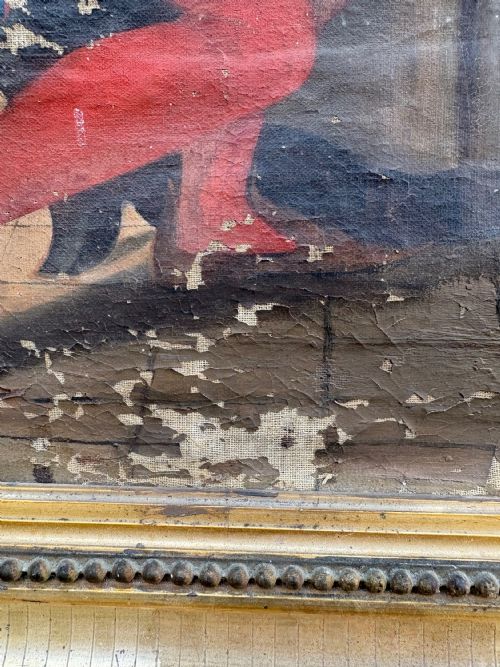 AN EARLY 19THC CONTINENTAL RENAISSANCE STYLE OIL ON CANVAS GILT FRAME 80CM - ADDITIONAL PHOTO 12