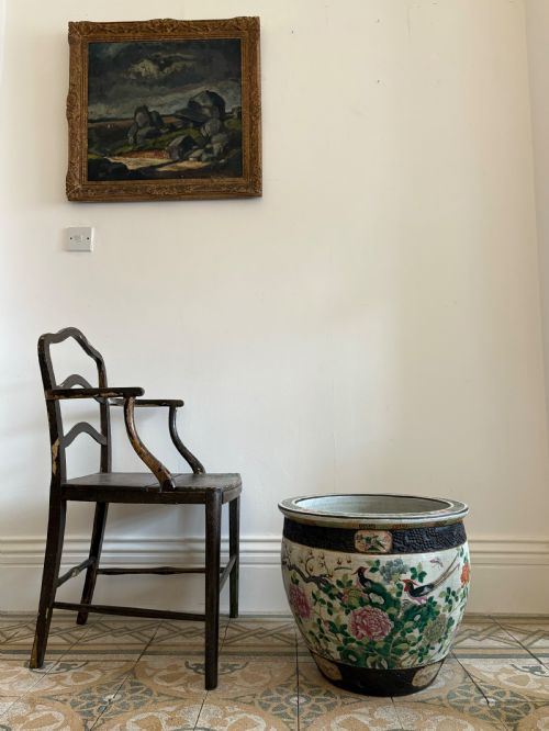 19thc chinese antique famille verte porcelain fish bowl planter 47cm diameter - CATEGORY: ANTIQUE CERAMICS - DATED 19TH CENTURY