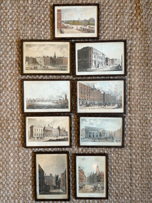 a group of 9 19thc rudolph ackermann's london landmarks coloured aquatint 24cm - CATEGORY: ANTIQUE ART - DATED 1800