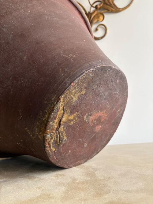 A LARGE 19THC FRENCH TERRACOTTA TIAN BOWL PROVENCE YELLOW GLAZE 54CM DIAMETER - ADDITIONAL PHOTO 9
