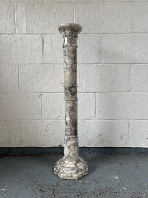 A 19TH CENTURY CARRARA MARBLE SECTIONAL PEDESTAL COLUMN 94CM TALL - ADDITIONAL PHOTO 7