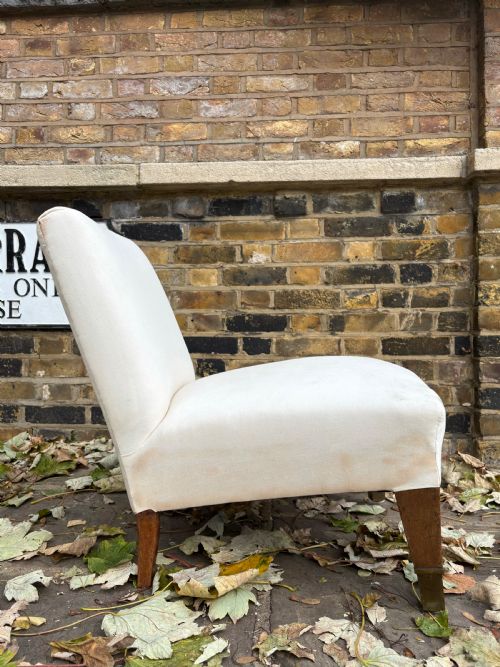 ANTIQUE NURSING CHAIR ENGLISH CIRCA 1900 READY TO UPHOLSTER BRASS CAP FEET - ADDITIONAL PHOTO 5