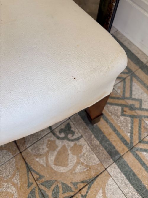 ANTIQUE NURSING CHAIR ENGLISH CIRCA 1900 READY TO UPHOLSTER BRASS CAP FEET - ADDITIONAL PHOTO 8