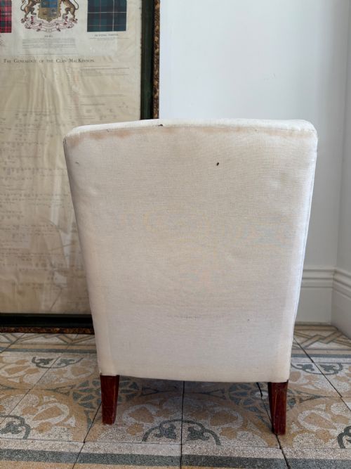ANTIQUE NURSING CHAIR ENGLISH CIRCA 1900 READY TO UPHOLSTER BRASS CAP FEET - ADDITIONAL PHOTO 9