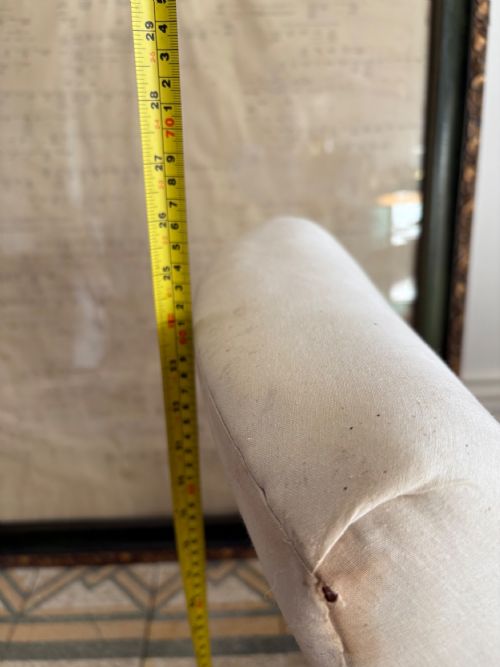 ANTIQUE NURSING CHAIR ENGLISH CIRCA 1900 READY TO UPHOLSTER BRASS CAP FEET - ADDITIONAL PHOTO 10