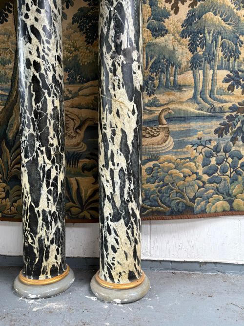 A PAIR OF SIMULATED MARBLE SOLID ARCHITECTURAL PLASTER COLUMNS 213CM C1900 - ADDITIONAL PHOTO 2