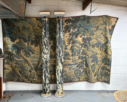A PAIR OF SIMULATED MARBLE SOLID ARCHITECTURAL PLASTER COLUMNS 213CM C1900 - ADDITIONAL PHOTO 5