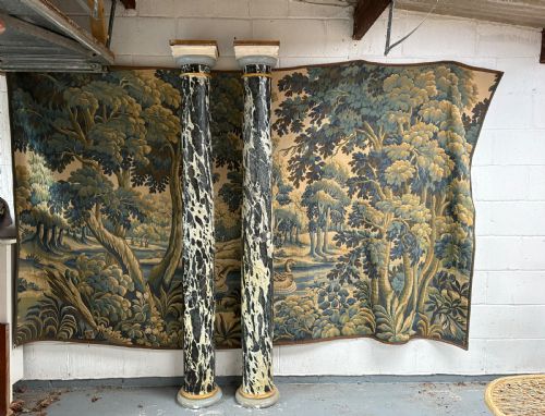 A PAIR OF SIMULATED MARBLE SOLID ARCHITECTURAL PLASTER COLUMNS 213CM C1900 - ADDITIONAL PHOTO 6