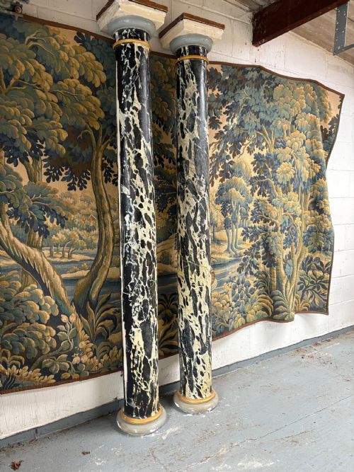 a pair of simulated marble solid architectural plaster columns 213cm c1900 - CATEGORY: ANTIQUE MISCELLANEOUS - DATED 1900