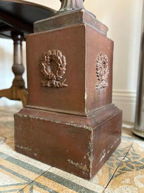a 19thc salt glaze earthenware pedestal base 50cm tall 35cm sq - CATEGORY: ANTIQUE MISCELLANEOUS - DATED 1880