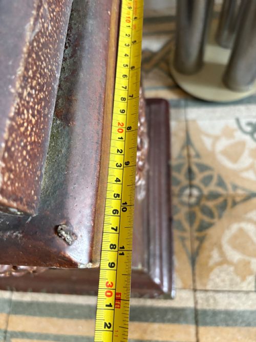 A 19THC SALT GLAZE EARTHENWARE PEDESTAL BASE 50CM TALL 35CM SQ - ADDITIONAL PHOTO 8