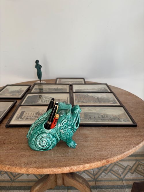 A 19THC BERMANTOFTS FAIENCE SPOON WARMER GROTESQUE BULLFROG 17CM MAKERS MARK - ADDITIONAL PHOTO 8
