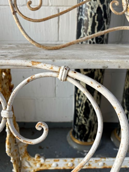 A GROUP OF 4 FRENCH ANTIQUE WROUGHT IRON LATTICE GARDEN CHAIRS C1920S - ADDITIONAL PHOTO 7