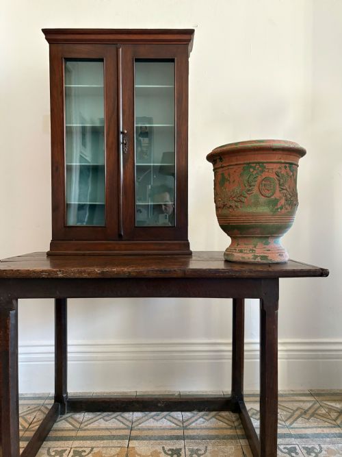 a 19th century walnut estate wall hanging cupboard glass panel doors 84cm tall - CATEGORY: ANTIQUE BOOKCASES - DATED 1850