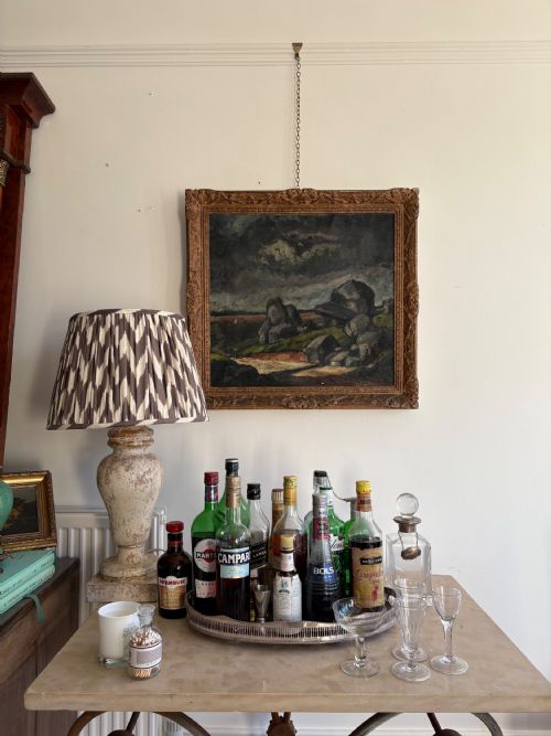 AN EARLY 20THC PARIS SCHOOL OIL ON CANVAS LANDSCAPE WITH HAND CARVED FRAME 67CM - ADDITIONAL PHOTO 2