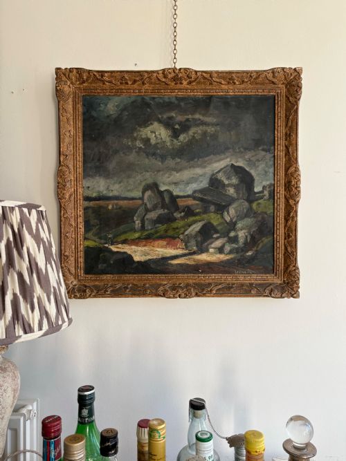 an early 20thc paris school oil on canvas landscape with hand carved frame 67cm - CATEGORY: ANTIQUE ART - DATED 1920