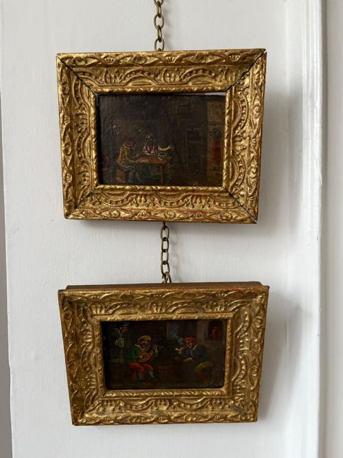 A PAIR OF LATE 17THC DUTCH SCHOOL OIL ON OAK SIGNED TAVERN SCENE CARTOONS 20CM - ADDITIONAL PHOTO 10