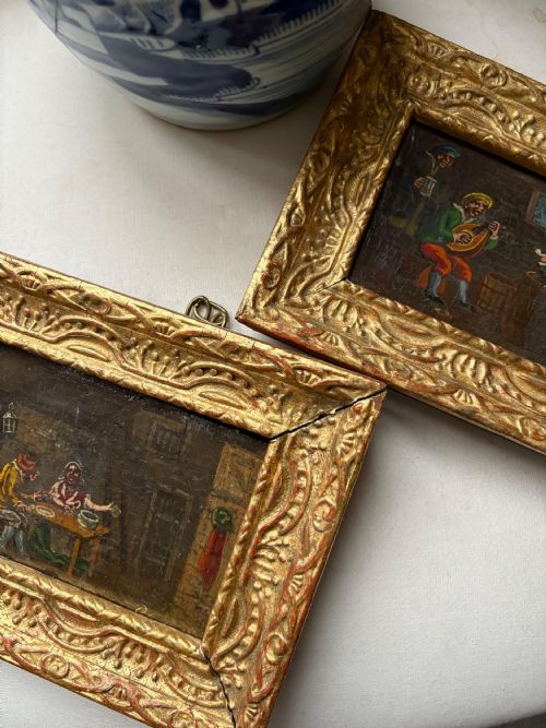 A PAIR OF LATE 17THC DUTCH SCHOOL OIL ON OAK SIGNED TAVERN SCENE CARTOONS 20CM - ADDITIONAL PHOTO 9